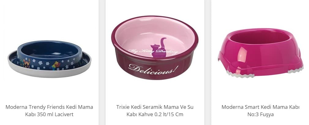 İkili ve hazneli mama su kabı çeşitleri